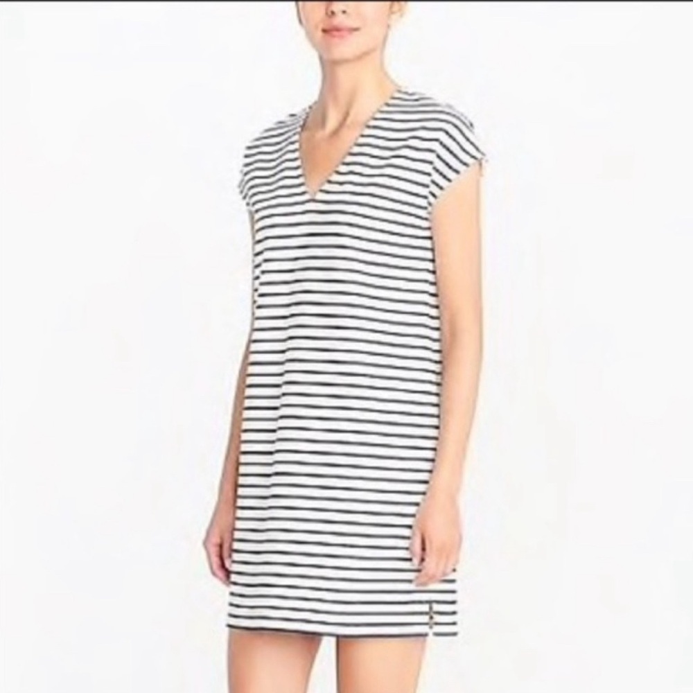 J. Crew green white striped shirt dress XS cotton blend